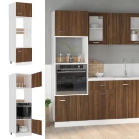 Armario de microondas contrachapada marrón roble 60x57x207 cm de vidaXL, Armarios de cocina - Ref: Foro24-815605, Precio: 182...
