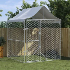 Outdoor kennel with silver galvanized steel awning 2x2x2.5 m by vidaXL, Dog kennels and fences - Ref: Foro24-153675, Price: 1...