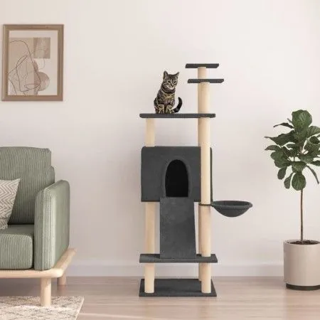 Cat scratching post with dark gray sisal posts 153 cm by vidaXL, Cat furniture - Ref: Foro24-171752, Price: 61,21 €, Discount: %