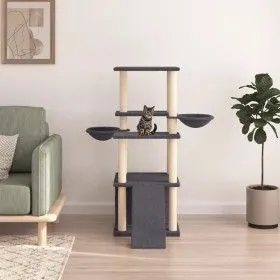 Katzenkratzbaum mit dunkelgrauen Sisalstämmen, 133 cm von vidaXL, Katzenmöbel - Ref: Foro24-171758, Preis: 57,85 €, Rabatt: %