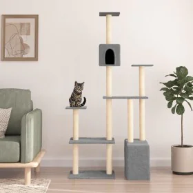 Cat scratching post with light gray sisal posts 180 cm by vidaXL, Cat furniture - Ref: Foro24-171775, Price: 66,27 €, Discoun...