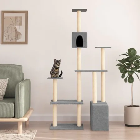 Cat scratching post with light gray sisal posts 180 cm by vidaXL, Cat furniture - Ref: Foro24-171775, Price: 66,27 €, Discoun...