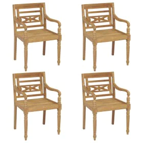 Batavia chairs 4 units solid teak wood by vidaXL, Garden chairs - Ref: Foro24-3073292, Price: 464,59 €, Discount: %