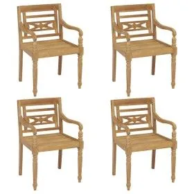 Sillas Batavia 4 unidades madera maciza de teca de vidaXL, Sillas de jardín - Ref: Foro24-3073292, Precio: 464,59 €, Descuent...