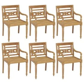 Batavia chairs 6 units solid teak wood by vidaXL, Garden chairs - Ref: Foro24-3073293, Price: 695,16 €, Discount: %