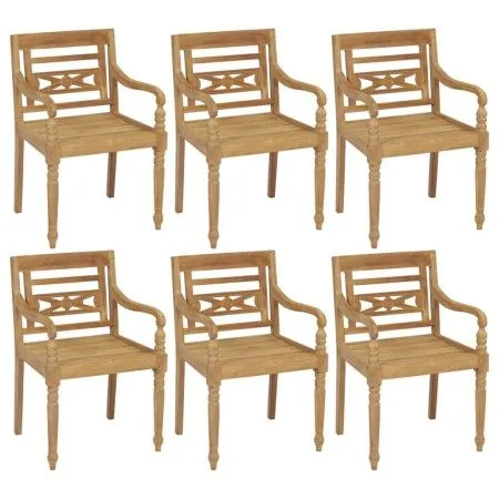 Batavia chairs 6 units solid teak wood by vidaXL, Garden chairs - Ref: Foro24-3073293, Price: 707,72 €, Discount: %