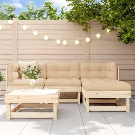 Juego de muebles de jardín 5 piezas y cojines madera maciza de vidaXL, Conjuntos de jardín - Ref: Foro24-3185787, Precio: 365...