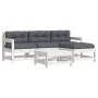 5-piece garden furniture set with solid white wood and cushions by vidaXL, Garden sets - Ref: Foro24-3185795, Price: 394,23 €...