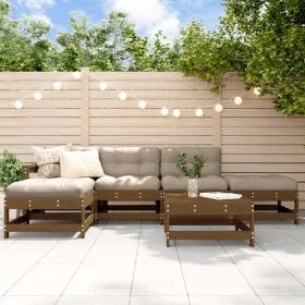 Garden furniture set 6 pieces and cushions solid brown honey wood by vidaXL, Garden sets - Ref: Foro24-3185909, Price: 529,98...