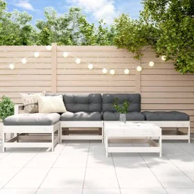 6-piece garden furniture set and white solid wood cushions by vidaXL, Garden sets - Ref: Foro24-3185907, Price: 459,44 €, Dis...