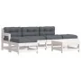 6-teiliges Gartenmöbel-Set und weiße Massivholzkissen von vidaXL, Gartensets - Ref: Foro24-3185907, Preis: 459,44 €, Rabatt: %