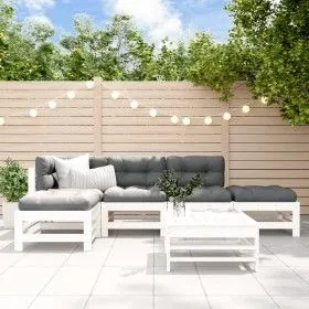 6-piece garden furniture set with solid white wood cushions by vidaXL, Garden sets - Ref: Foro24-3185914, Price: 541,95 €, Di...