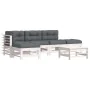 6-piece garden furniture set with solid white wood cushions by vidaXL, Garden sets - Ref: Foro24-3185914, Price: 541,11 €, Di...