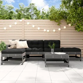 Gartenmöbel-Set 6-teilig und graue Massivholzkissen von vidaXL, Gartensets - Ref: Foro24-3185908, Preis: 502,45 €, Rabatt: %