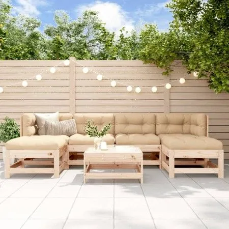 Juego de muebles de jardín 7 piezas y cojines madera maciza de vidaXL, Conjuntos de jardín - Ref: Foro24-3185927, Precio: 487...