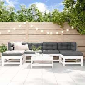 7-piece garden furniture set with solid white wood and cushions by vidaXL, Garden sets - Ref: Foro24-3185928, Price: 544,43 €...