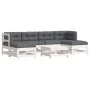Gartenmöbel-Set 7-teilig und Kissen aus massivem Holz weiß von vidaXL, Gartensets - Ref: Foro24-3185928, Preis: 543,68 €, Rab...