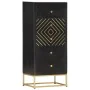 Cajonera de madera maciza de mango negro y dorado 45x30x105 cm de vidaXL, Taquillas y armarios de almacenamiento - Ref: Foro2...