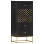Solid black and gold mango wood chest of drawers 45x30x105 cm by vidaXL, Lockers and storage cabinets - Ref: Foro24-286513, P...