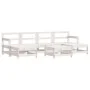 Gartenmöbel-Set 7-teilig und Kissen aus massivem Holz weiß von vidaXL, Gartensets - Ref: Foro24-3185942, Preis: 556,77 €, Rab...