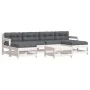 Gartenmöbel-Set 7-teilig und Kissen aus massivem Holz weiß von vidaXL, Gartensets - Ref: Foro24-3185935, Preis: 555,92 €, Rab...