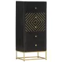 Cajonera de madera maciza de mango negro y dorado 45x30x105 cm de vidaXL, Taquillas y armarios de almacenamiento - Ref: Foro2...