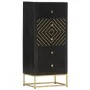 Solid black and gold mango wood chest of drawers 45x30x105 cm by vidaXL, Lockers and storage cabinets - Ref: Foro24-286513, P...