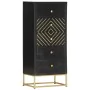 Cajonera de madera maciza de mango negro y dorado 45x30x105 cm de vidaXL, Taquillas y armarios de almacenamiento - Ref: Foro2...