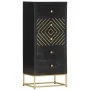 Solid black and gold mango wood chest of drawers 45x30x105 cm by vidaXL, Lockers and storage cabinets - Ref: Foro24-286513, P...