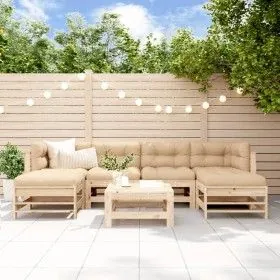 7-piece garden furniture set and solid wood cushions by vidaXL, Garden sets - Ref: Foro24-3185948, Price: 547,62 €, Discount: %