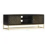 Mueble de TV madera maciza de mango negro y dorado 120x30x40 cm de vidaXL, Muebles TV - Ref: Foro24-286514, Precio: 276,51 €,...