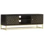 Mueble de TV madera maciza de mango negro y dorado 120x30x40 cm de vidaXL, Muebles TV - Ref: Foro24-286514, Precio: 276,51 €,...