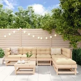 Juego de muebles de jardín 7 piezas y cojines madera maciza de vidaXL, Conjuntos de jardín - Ref: Foro24-3185955, Precio: 510...