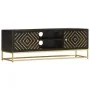 Mueble de TV madera maciza de mango negro y dorado 120x30x40 cm de vidaXL, Muebles TV - Ref: Foro24-286514, Precio: 276,51 €,...