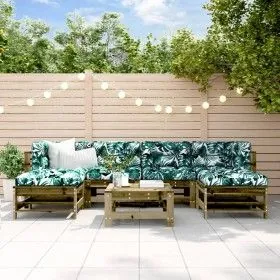 Juego de muebles jardín 7 pzas y cojines madera pino impregnada de vidaXL, Conjuntos de jardín - Ref: Foro24-3185954, Precio:...