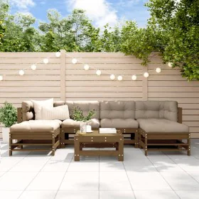 Garden furniture set 7 pieces and honey brown solid wood cushions by vidaXL, Garden sets - Ref: Foro24-3185951, Price: 679,94...