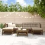 Gartenmöbel-Set 7-teilig und honigbraune Massivholzkissen von vidaXL, Gartensets - Ref: Foro24-3185951, Preis: 679,89 €, Raba...