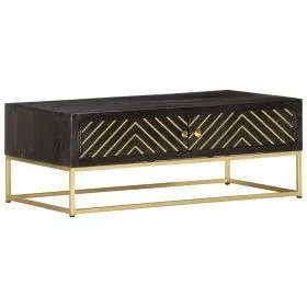 Mesa de centro madera maciza de mango negro y dorado 90x50x35cm de vidaXL, Mesas de centro - Ref: Foro24-286515, Precio: 265,...