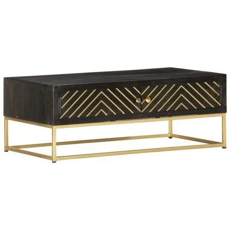 Solid black and gold mango wood coffee table 90x50x35cm by vidaXL, Coffee table - Ref: Foro24-286515, Price: 265,89 €, Discou...