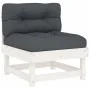 Juego de muebles jardín 7 piezas y cojines madera maciza blanco de vidaXL, Conjuntos de jardín - Ref: Foro24-3185956, Precio:...