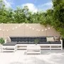 7-teiliges Gartenmöbel-Set und weiße Massivholzkissen von vidaXL, Gartensets - Ref: Foro24-3185970, Preis: 565,12 €, Rabatt: %