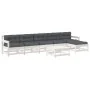 7-teiliges Gartenmöbel-Set und weiße Massivholzkissen von vidaXL, Gartensets - Ref: Foro24-3185970, Preis: 565,12 €, Rabatt: %