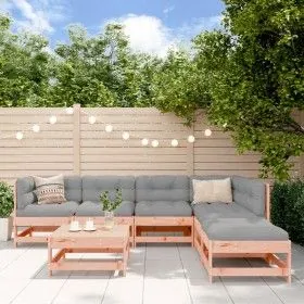 7-teiliges Gartenmöbel-Set mit Kissen aus Douglasienholz von vidaXL, Gartensets - Ref: Foro24-3185967, Preis: 720,28 €, Rabat...