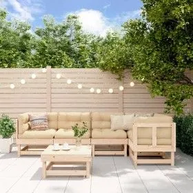 6-teiliges Gartenmöbel-Set und Massivholzkissen von vidaXL, Gartensets - Ref: Foro24-3185983, Preis: 498,53 €, Rabatt: %