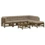 Gartenmöbel-Set 7-teilig und honigbraune Massivholzkissen von vidaXL, Gartensets - Ref: Foro24-3185979, Preis: 708,77 €, Raba...