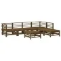 Gartenmöbel-Set 7-teilig und honigbraune Massivholzkissen von vidaXL, Gartensets - Ref: Foro24-3185979, Preis: 708,77 €, Raba...