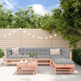 7-piece garden furniture set with Douglas fir wood cushions by vidaXL, Garden sets - Ref: Foro24-3185981, Price: 594,38 €, Di...