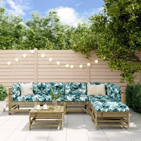 Garden furniture set 7 pieces and cushions made of impregnated pine wood by vidaXL, Garden sets - Ref: Foro24-3185982, Price:...