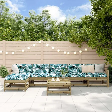 7-piece garden furniture set with impregnated pine wood cushions by vidaXL, Garden sets - Ref: Foro24-3185975, Price: 543,10 ...