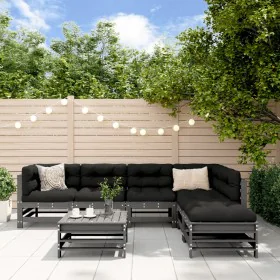 Garden furniture set 7 pieces and gray solid wood cushions by vidaXL, Garden sets - Ref: Foro24-3185978, Price: 709,00 €, Dis...